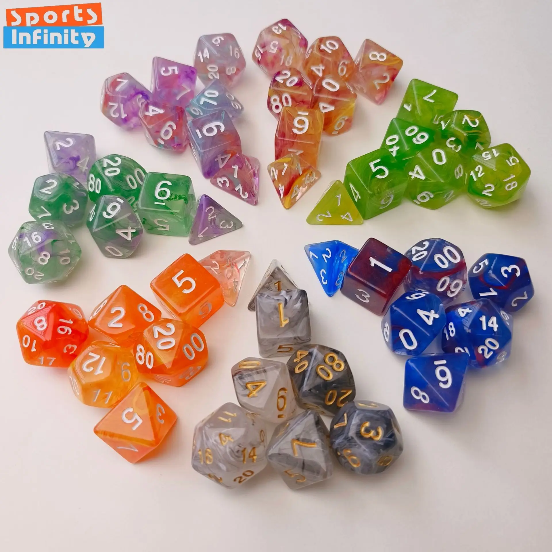 

7pcs Set of Entertainment Digital Dice Set Polyhedral Dnd Dice Set D20 D12 D10 D8 D6 D4 Rpg Dnd Board Game Number Dice Kit
