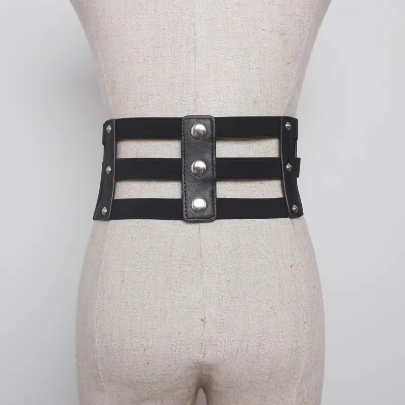 بو الجلود حزام مطاط المرأة موضة مشد أنثى Cummerbund معطف حزام فستان Decration حزام عريض J1560