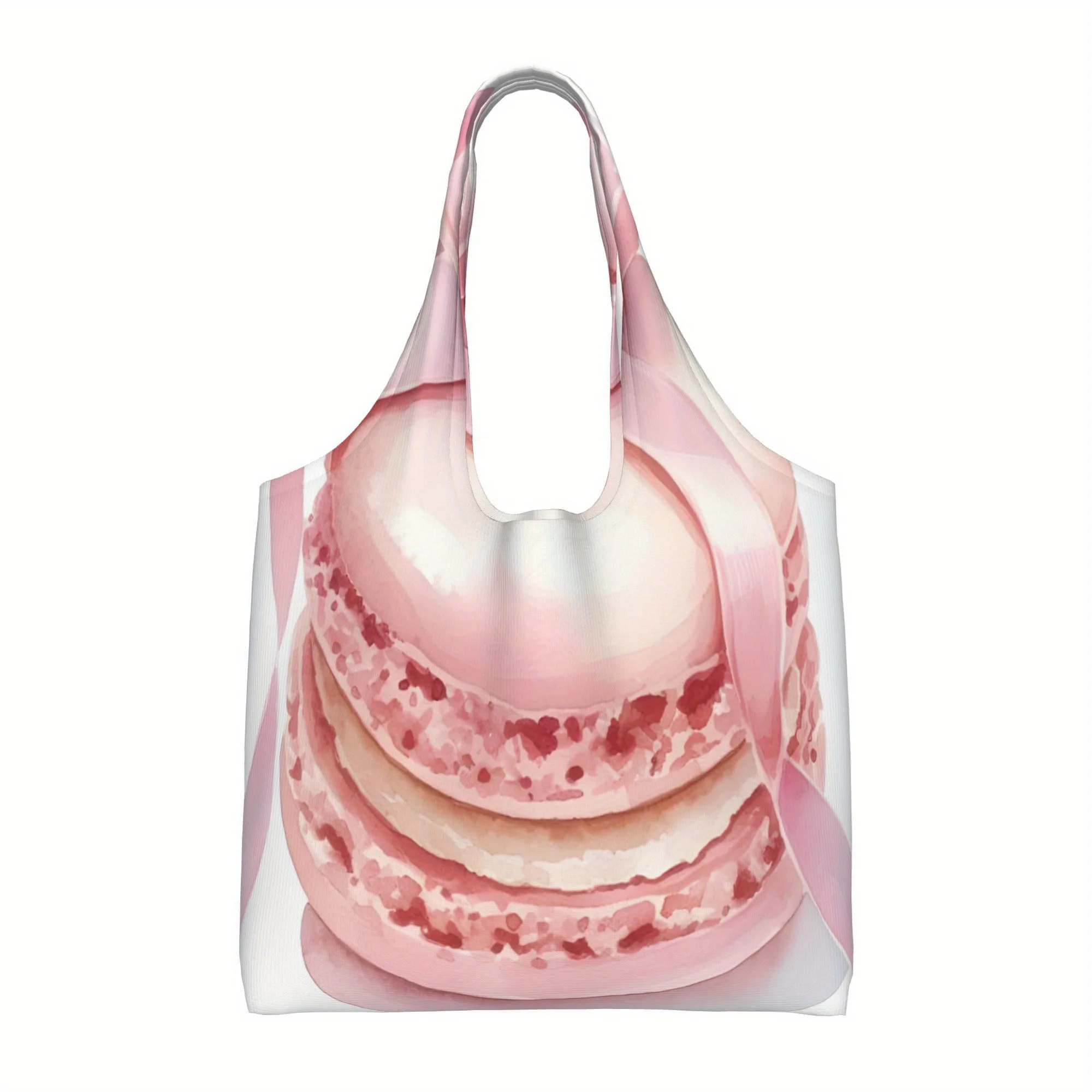 

1 шт. Холщовая большая сумка большой емкости с дизайном макарон — 14,2x22,8 дюйма, многоразовая сумка через плечо для покупок