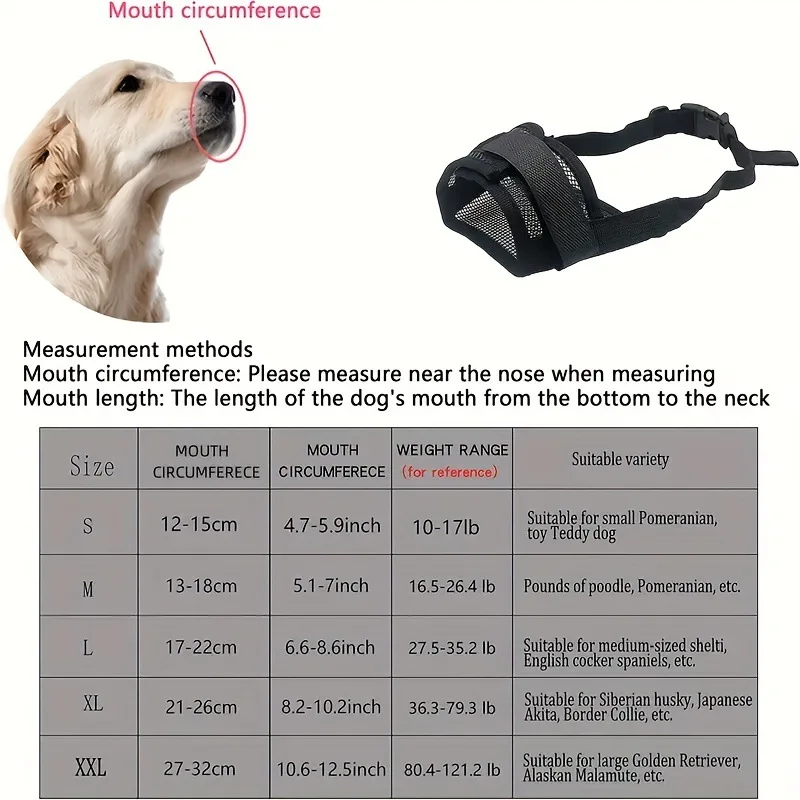 Weiche Hundemaulkorb, atmungsaktiver Mesh-Maulkorb für kleine, mittelgroße und große Hunde, verstellbare Mundabdeckung, um Beißen und Bellen zu verhindern. – Detail 2