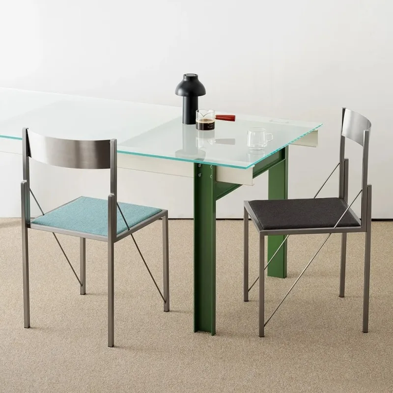 Dopamine design dining table ultra-white glass desktop color desk light luxury conference table small apartment table
