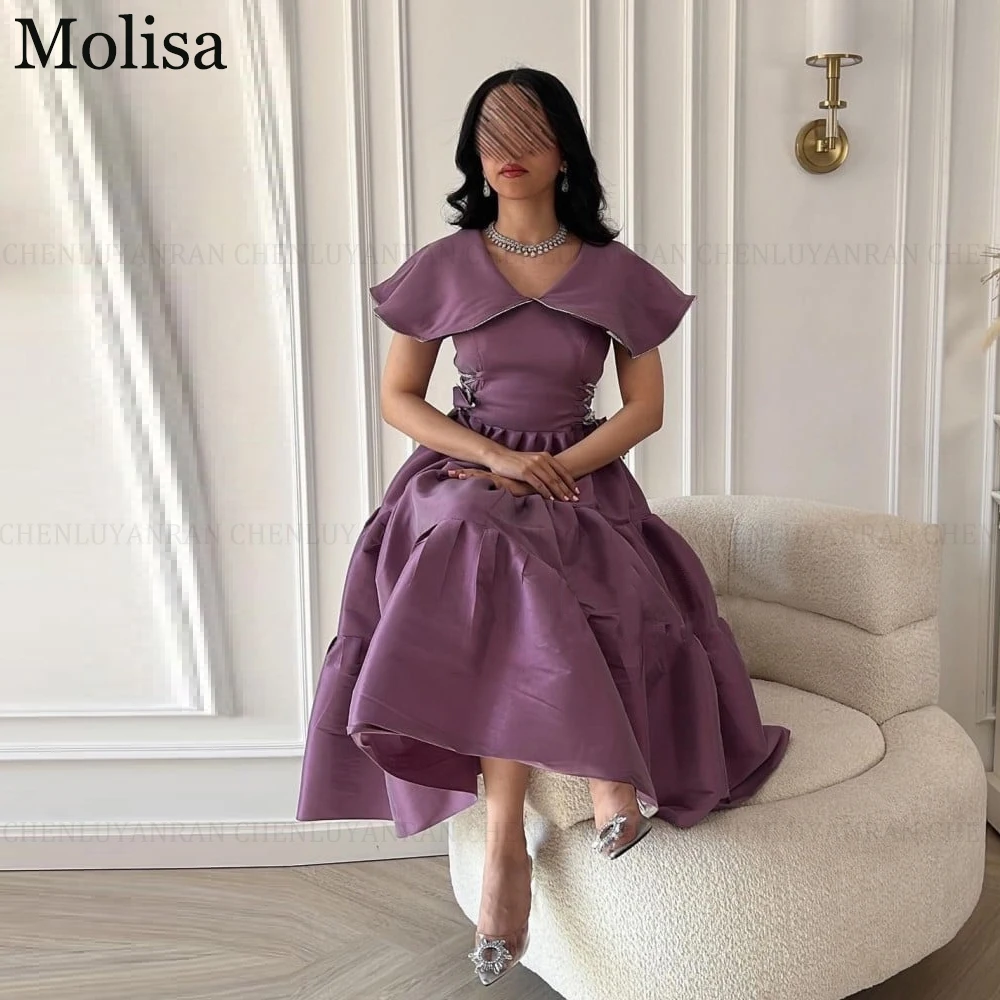 

MOLISA Saudi Arabia Elegant Purple Prom Dress A-Line V-Neck Party Evening Gowns Party Evening Gown Cocktail Dress فساتين الحفلات