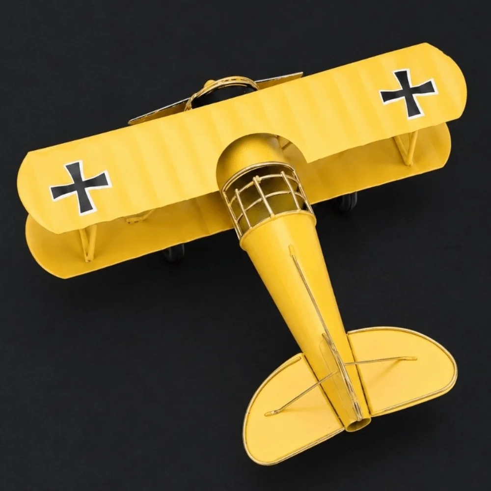 Vintage Airplane Model Ornament Metal Construction Handicraft Design Retro Metal Airplane Wrought Iron