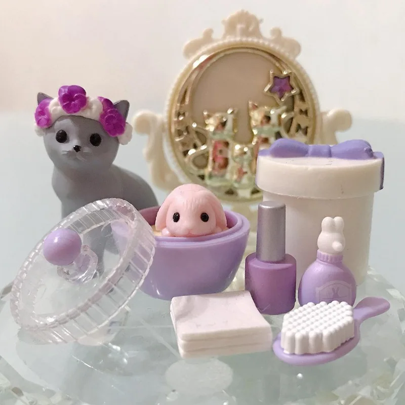 TARLIN Gashapon Figure Anime Kawaii Bathing Rabbits Bathtub Bunny Lipstick Makeup Miniature Gacha Figurine Cute Capsule Toy