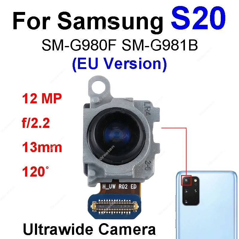 Wide lens camera Module For Samsung Galaxy S20 S20FE S20 Ultra 5G Small Front-Big Rear camera Flex cable Replacement Parts