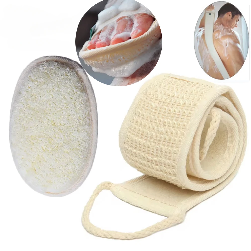 1 PC NATURAL Soft Exfoliating Loofah สุขภาพผิวเครื่องมือทําความสะอาดอาบน้ํา Unisex นวดสปา Scrubber ฟองน้ําสายคล้องคอ