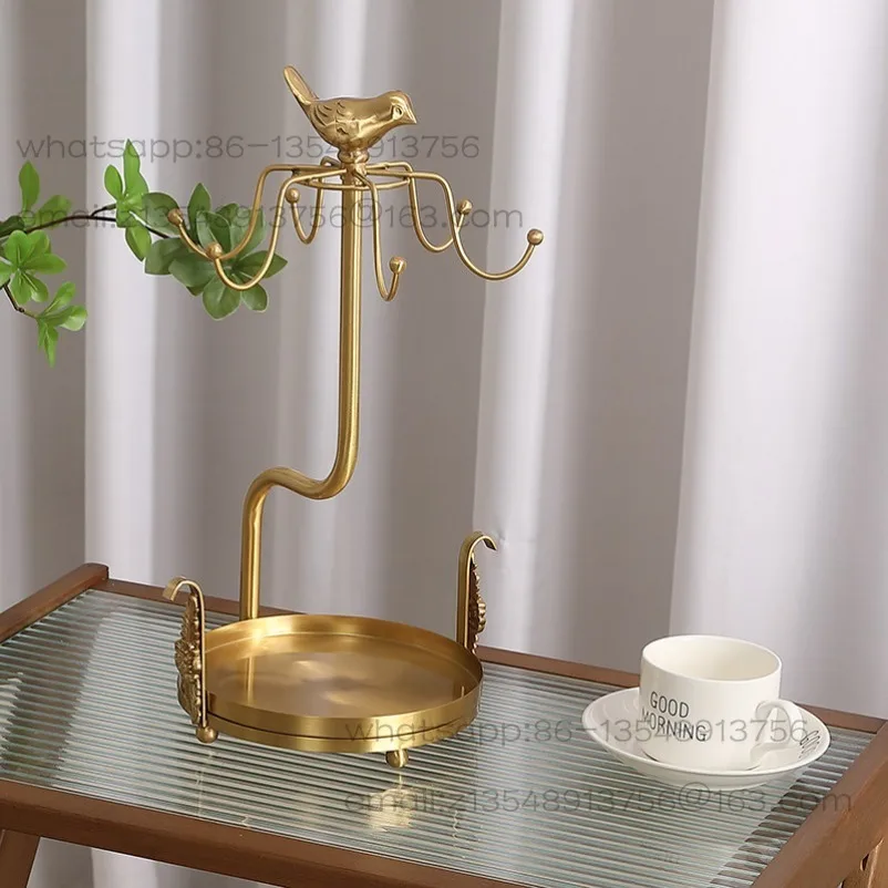 Pure Copper Coffee Cup Rack Light Luxury Household Cup Saucer Storage Hanger Living Room Dining Table Water Cup  Rack