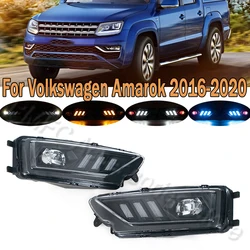 DRL Daytime Running Light Driving Fog Lamp Turn Signal LIght With Line White Yellow Blue For Volkswagen VW Amarok 2016-2020