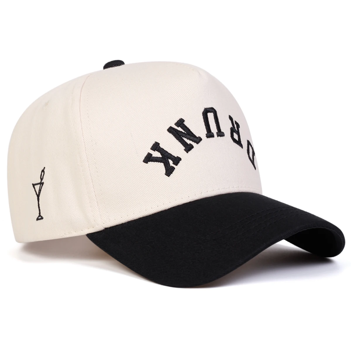Unisex DRUNK Baseballkappen mit Buchstabenstickerei, Frühling und Herbst, für den Außenbereich, verstellbare Freizeithüte, Sonnenschutzhut, Sportkappe – Detail 2