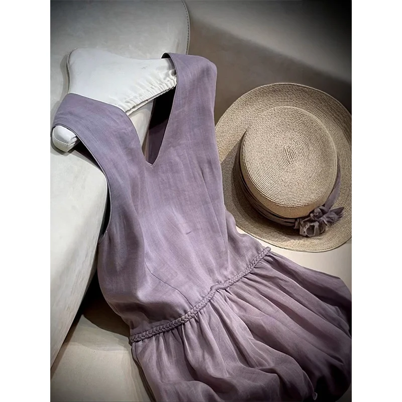 

The top has an absolutely stunning temperament！Trendy Street Style！！French Style Unique and Elegant Goddess Sleeveless Waist-Cin