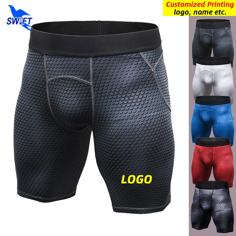 Customize LOGO Mens Summer Compression Shorts 2022 Running Tights Quick Dry Beach Panties Male Fitness Gym Trunks Short Pants