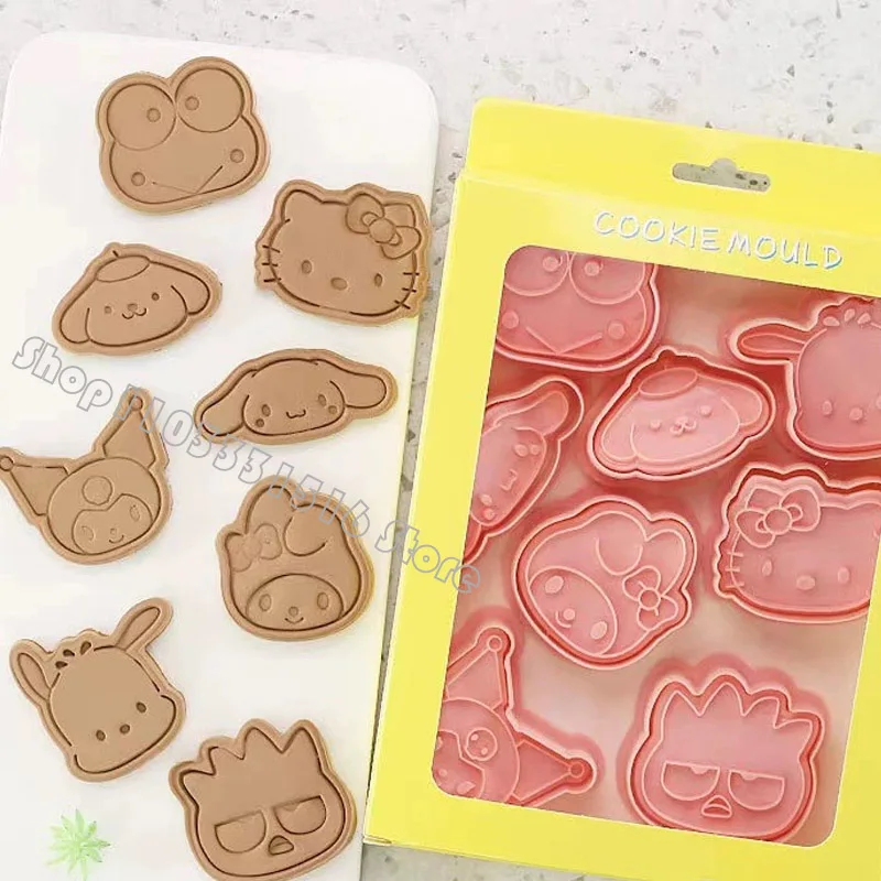 2024 8pcs HelloKittys Cookie Mold Kuromis Cinnamorolls Baking Tools 3D Stereoscopic Pressing Cookie Mold Pochaccos Profiling