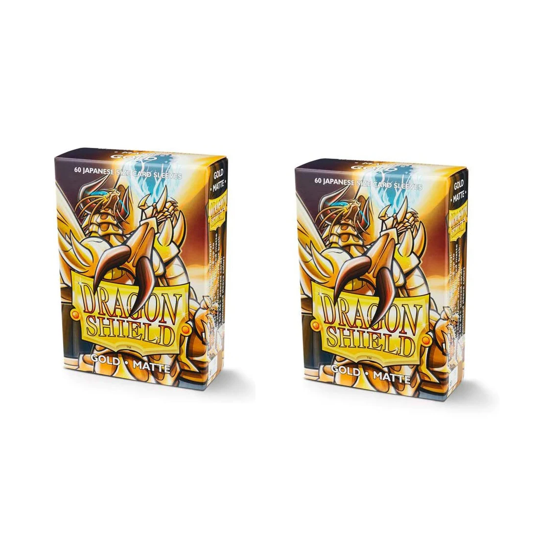 Dragon Shield Bundle: 2 Packs of 60 Count Yu-Gi-Oh Matte Card Sleeves Protector Japanese Size Mini Card Cover(Matte Gold)