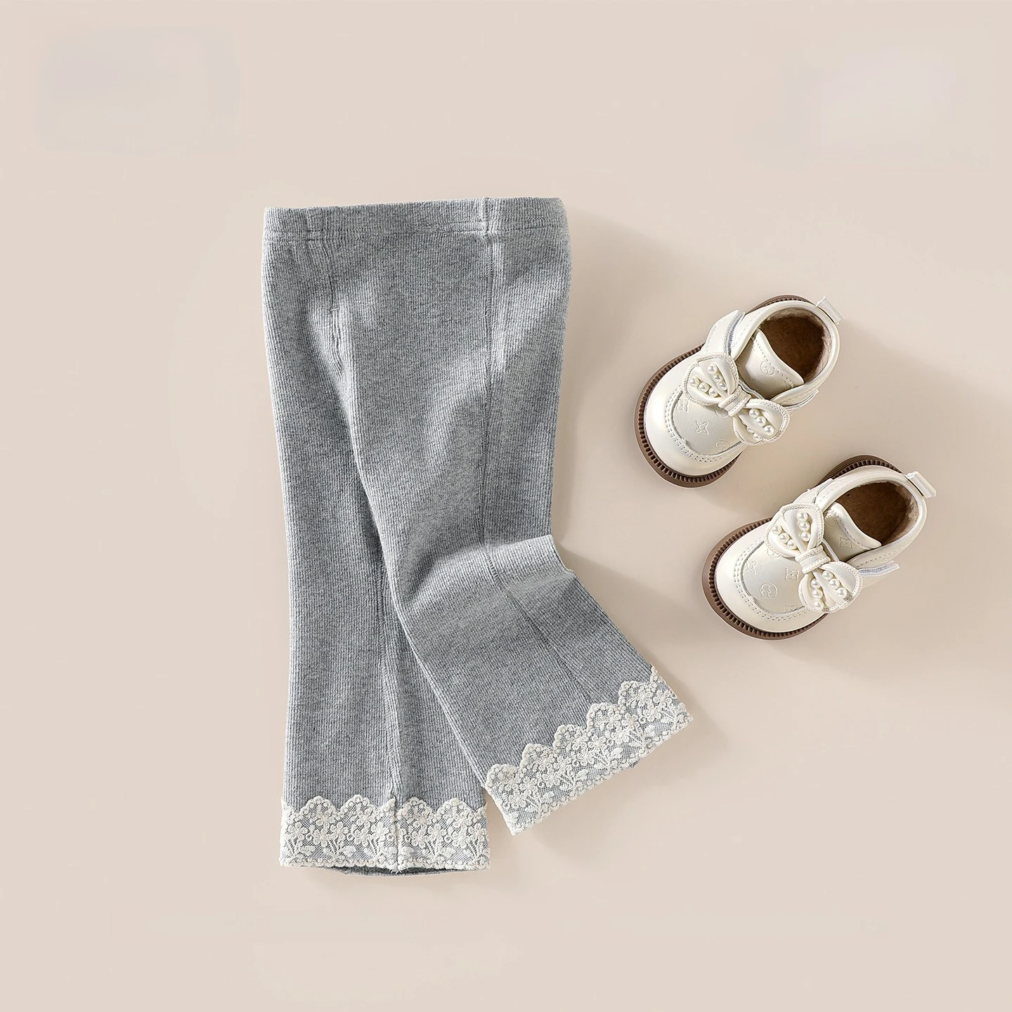 Girls' Bell-bottoms for Spring and Autumn 2026 New Baby Girls' Casual Pants Leggings Korean Lace Pants