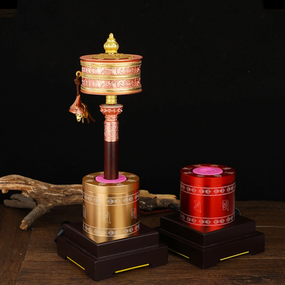 Electric Base for Hand Cranked Prayer Wheel, Eight Auspicious Bottom Holder of Scripture Drum, Home Crafts Desktop Ornaments