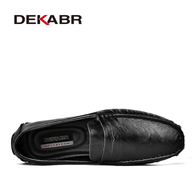 DEKABR Leather Men Shoes Casual Men Fashion Breathable Driving Shoes Designer Men\'s Loafers Handmade Moccasins Plus Size 38-47