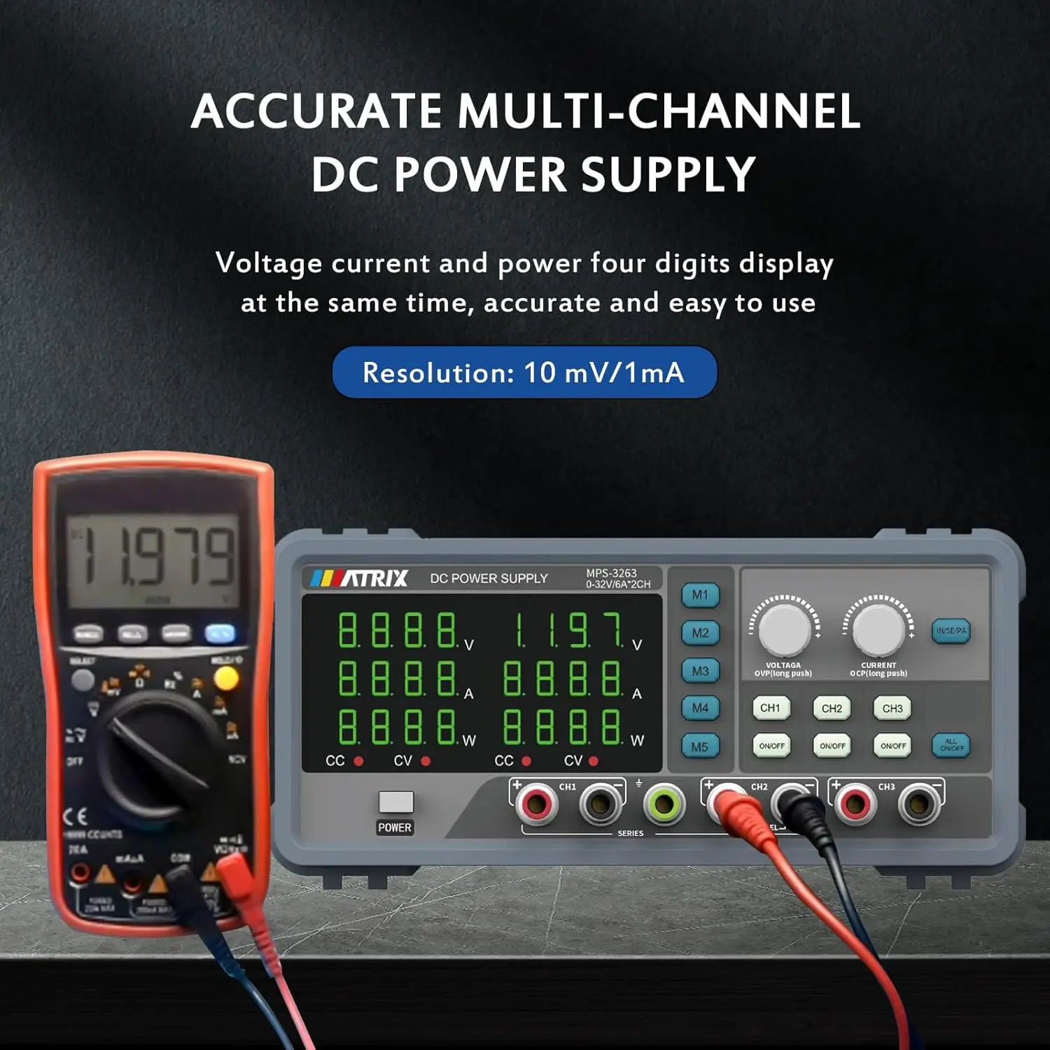 Matrix Dc Power Supply Variable 0-32V/0-6A, Adjustable Bench Power Supply With One Key Series-Parallel And Coding Switch,