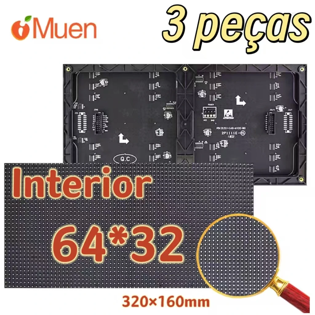 p5-led-screen-panel-module-3pcs-indoor-320-×-160-mm-64-×-32-pixels-16-scan-full-color-free-shipping-p5-led-display-panel-module