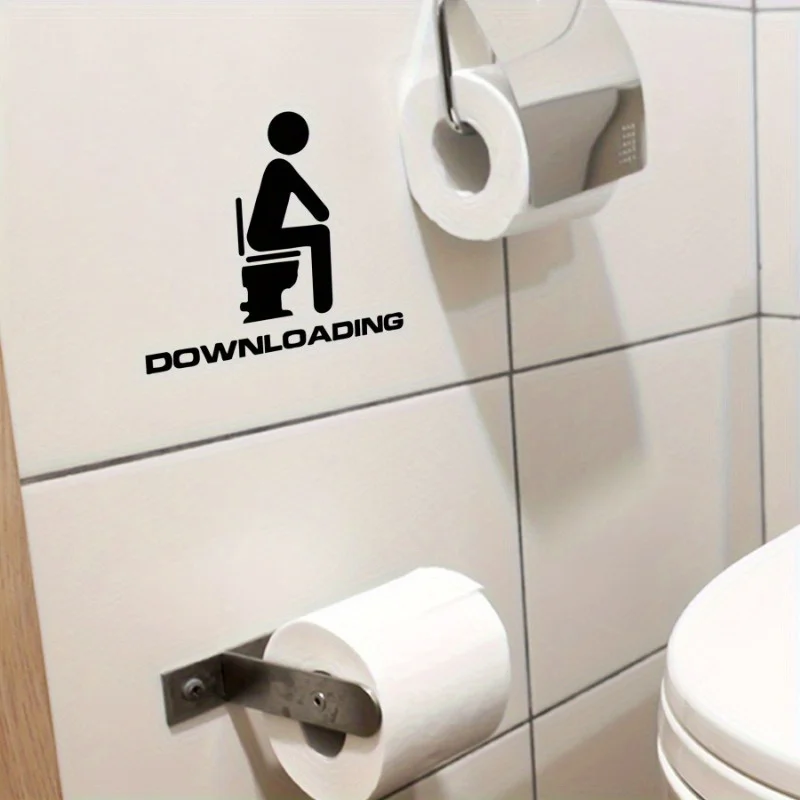 1pc Downloading English Toilet Stickers Removable Toilet Home Wall Stickers,Toilet Stickers,Toilet Decoration, Restroom Decor