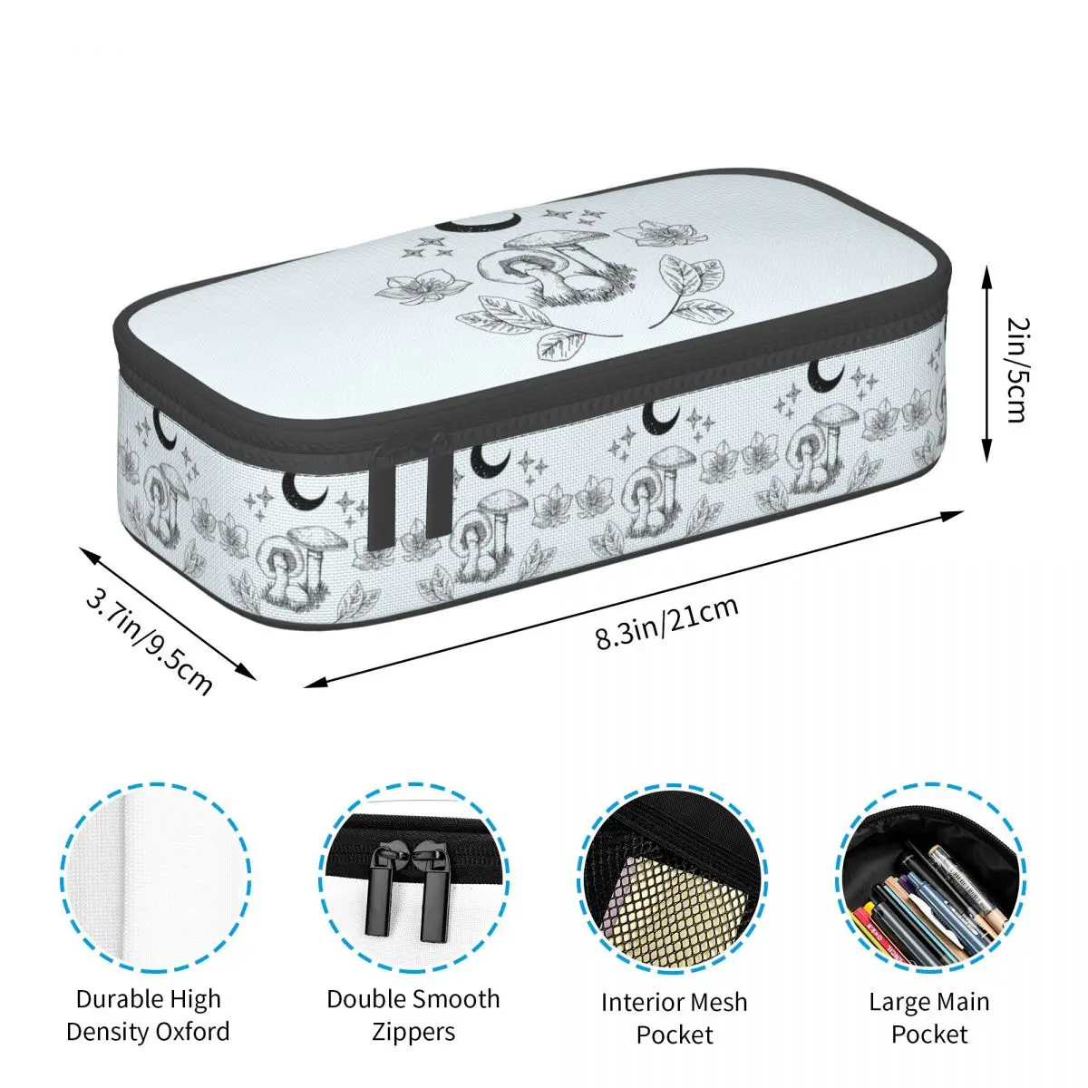 Mushroom Moon A Magical Forest Starry Night Pencil Case Pencil Pouch Storage Stationery Supplies Big Capacity Pen Box Pencil Bag