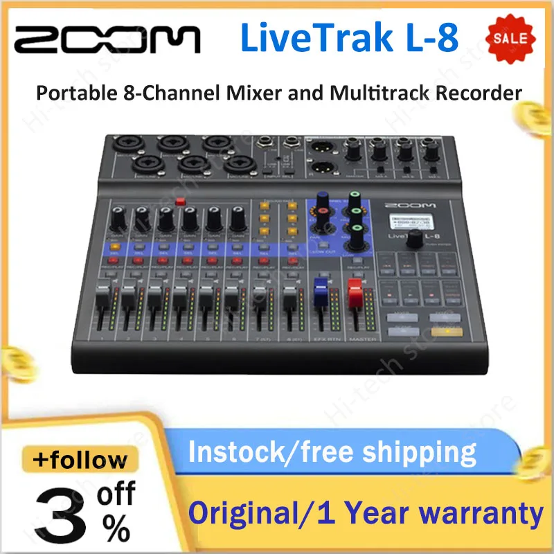 ZOOM LiveTrak L-8 Mixer/Recorder 8-channel mixer for mix,monitor and record professional-sounding podcasts and music performance