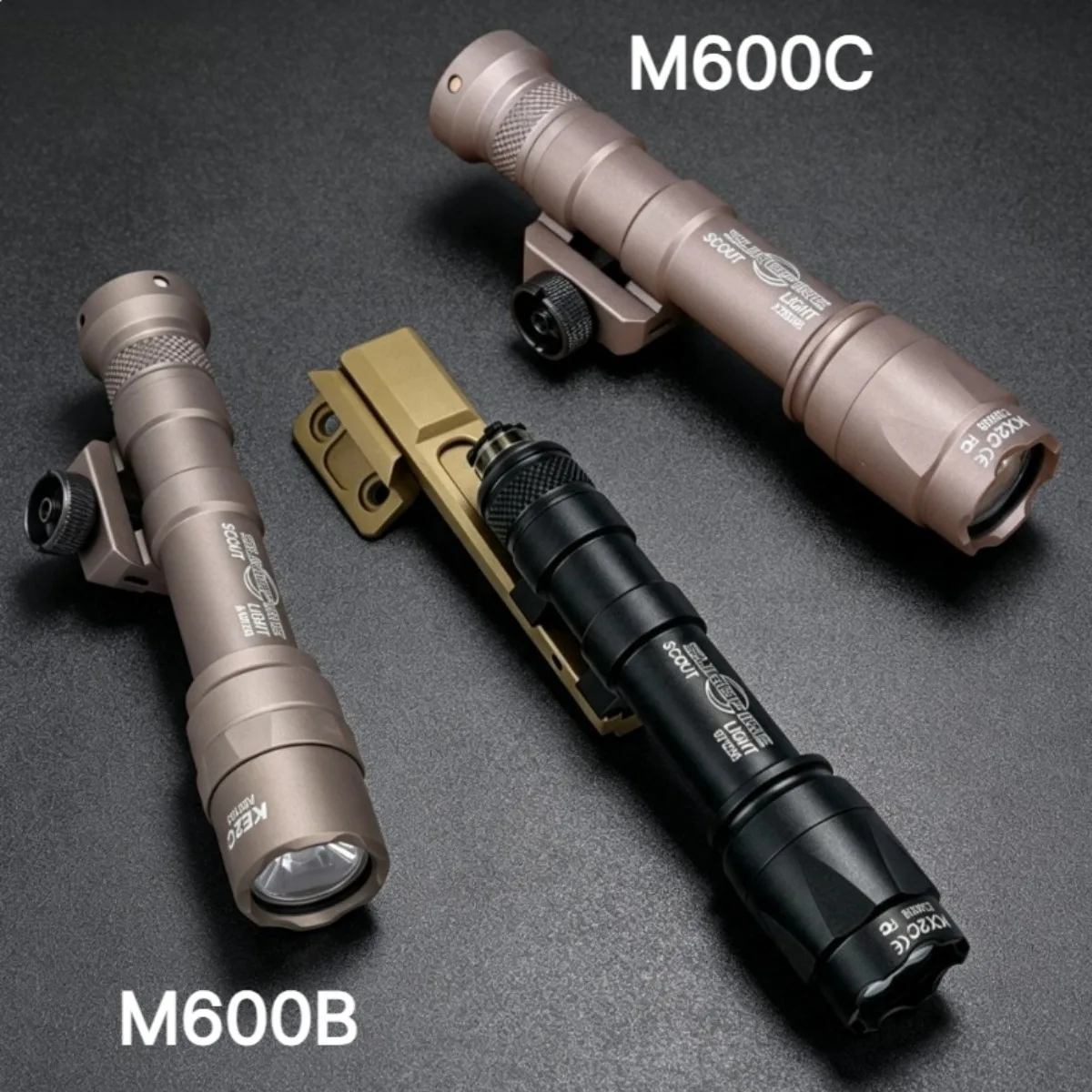 SureFire M600B M600C LED Scout Light with Extended Side Offset Mount for AR15 Fits M-K & Key Rail Tactical Flashlight Kit