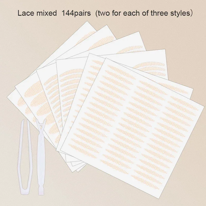 Kant Mesh Olijfvormige Ooglidpasta-vormige Onzichtbare Dubbele Vouw Ooglid Schaduw Tape Sticker Schoonheid Make-up Ooglid Tool 180-480 Stuks