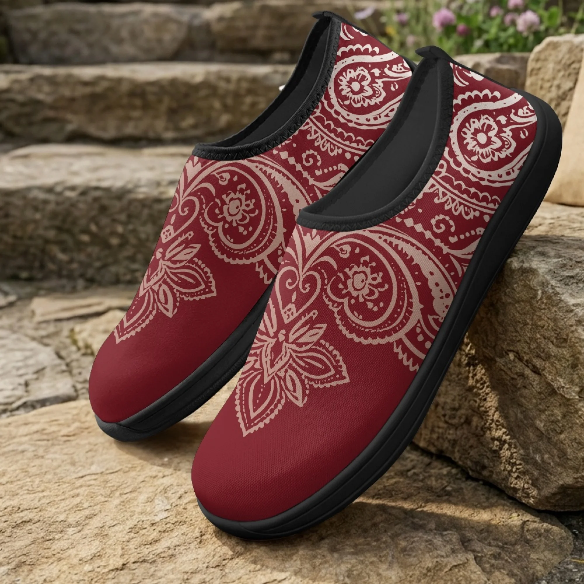 XIXIRIMIDO Slip-on Wide-toed Shoes Cashew Flowers Men's Breathable Mesh Shoes Womens Fashion Summer Sneakers Walking Shoes 36-46