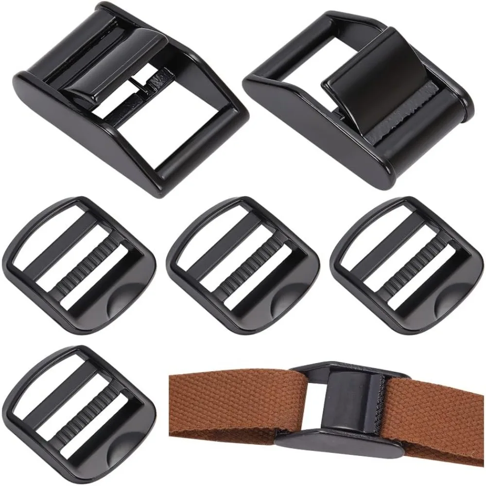 

2pcs 304 Stainless Steel Cam Lock Lever Buckles for Belt Adjustable Metal Buckle Fasteners with 4pcs Lock Slider Buckle for DIY