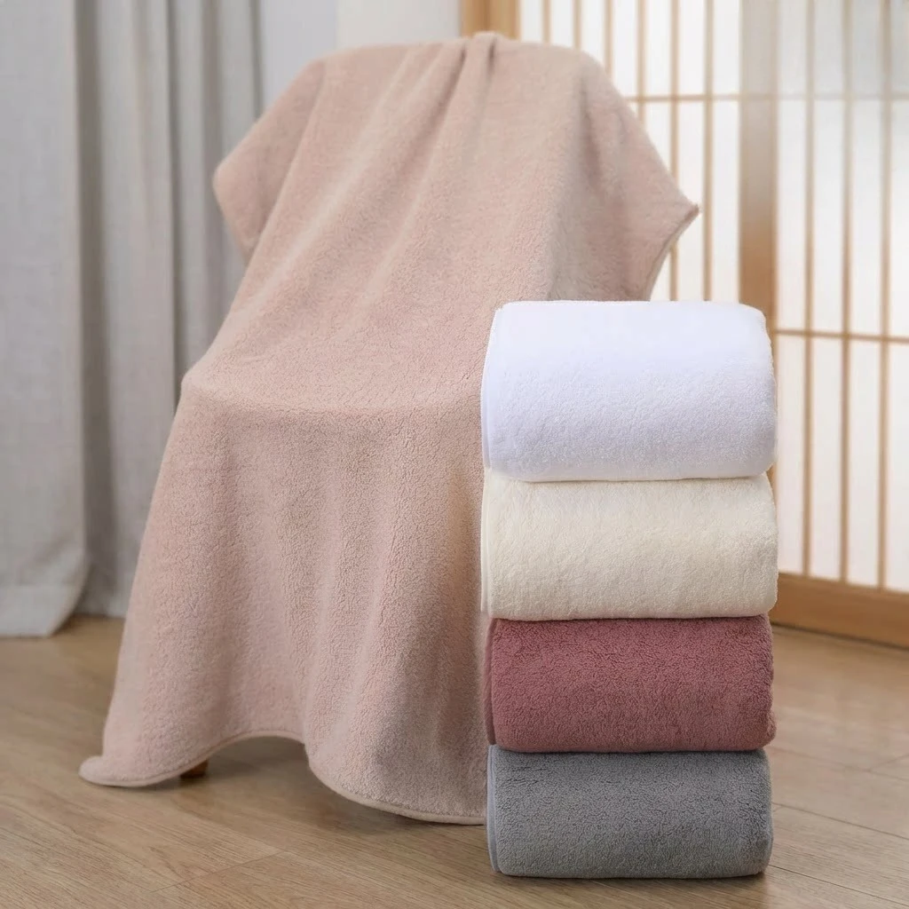 Thick 100% Long Staple Cotton Bath Sheet, 80×160cm Extra Large Adult Towel, Absorbent Beach Swimming Pure Cotton Bath Towel