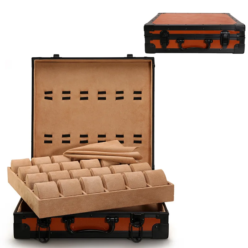 Meiman Sells Brown Velvet Watch Packaging Boxes Portable Large Capacity Watch and Bracelet Storage Boxes Suitable for Travel