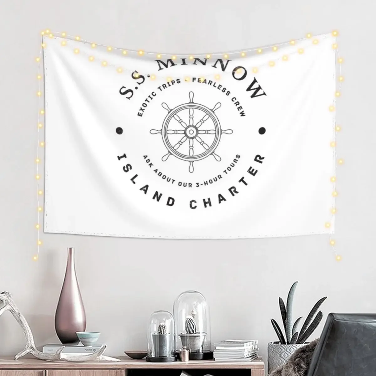 S.S. Minnow Island Charter - modern vintage logo Tapestry For Bedroom Home Decorating Tapestry