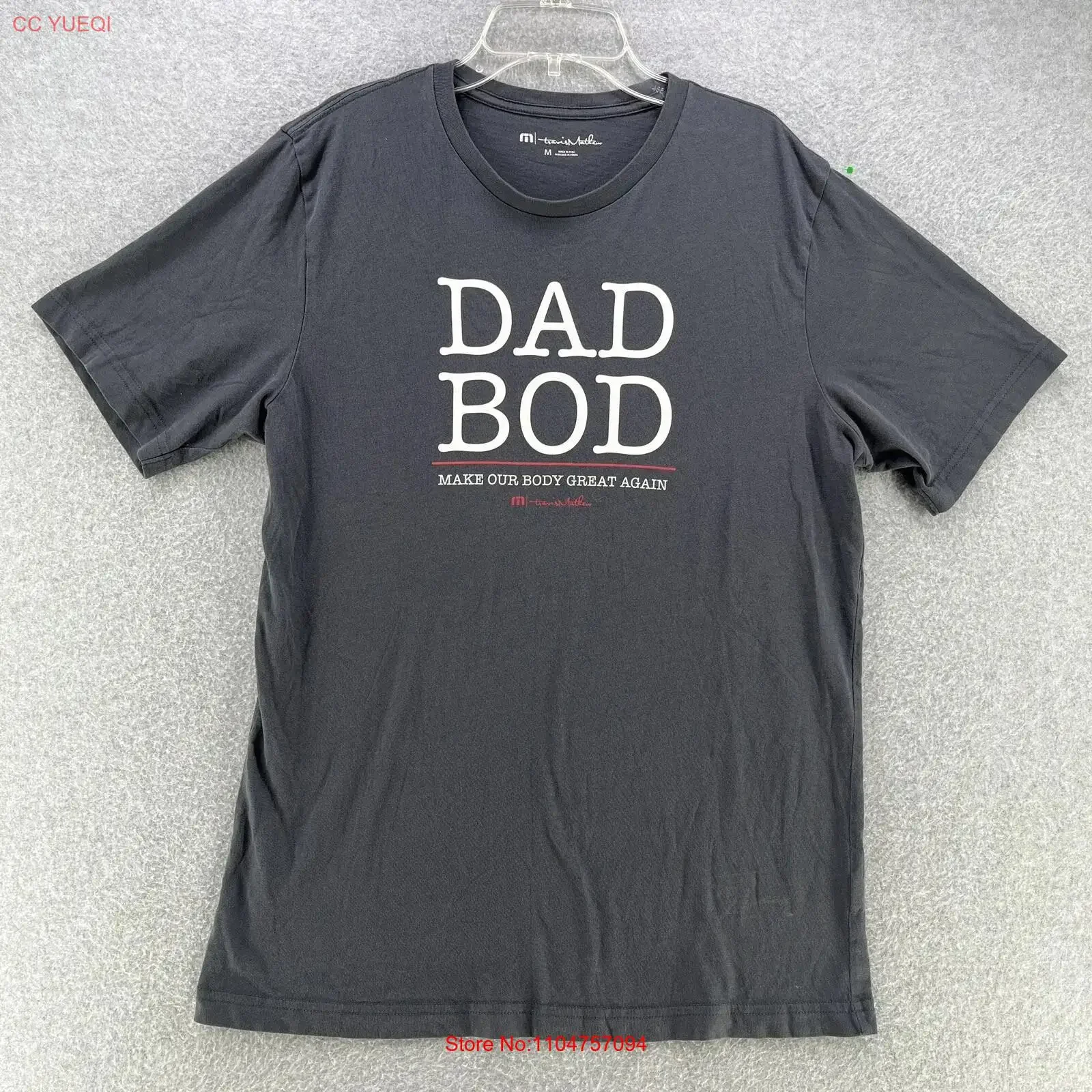 Travis Mathew Mens T Shirt Medium M 'Dad Bod' Pima Cotton Gray Casual vintage Washed Comfortable Stretched streetwear Versatile