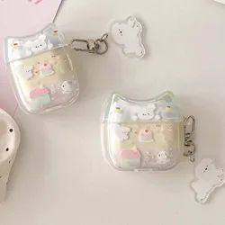 Cartoon cat dog bear family sweet cake cute earphone case for apple airpods 4 3 2 pro 2nd 1 wireless bluetooth charging box