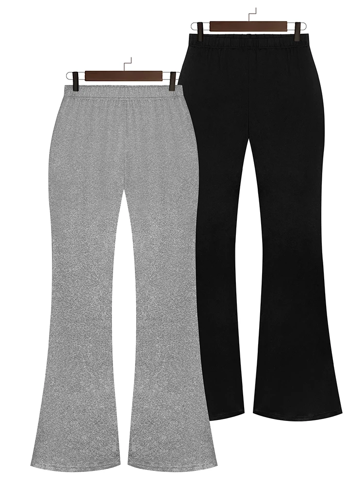 Plus Size Women\'s Casual Pants Two-Pack Solid Color Slim Fit Trousers Flared Pants Fashion Street Outdoor Suit