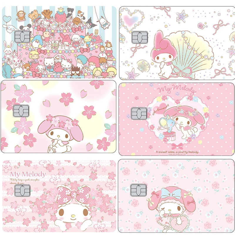 

Kawaii Sanrios My Melody Diy Credit Card Skin Sticker Anime Girls Students Bank Debit Cards Waterproof Film Tape Skin Wholesale