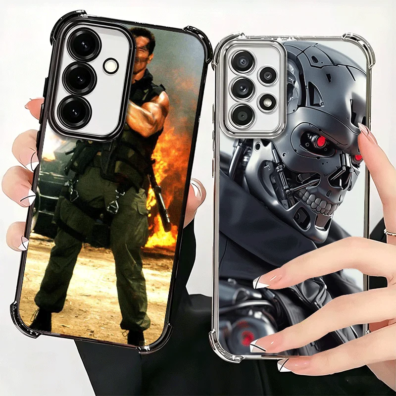 Terminator Arnold Schwarzenegger Plating Phone Case For Samsung A17 A57 A27 A37 A16 A56 A26 A36 A15 A55 A25 A35 A14 A54 A24 A34