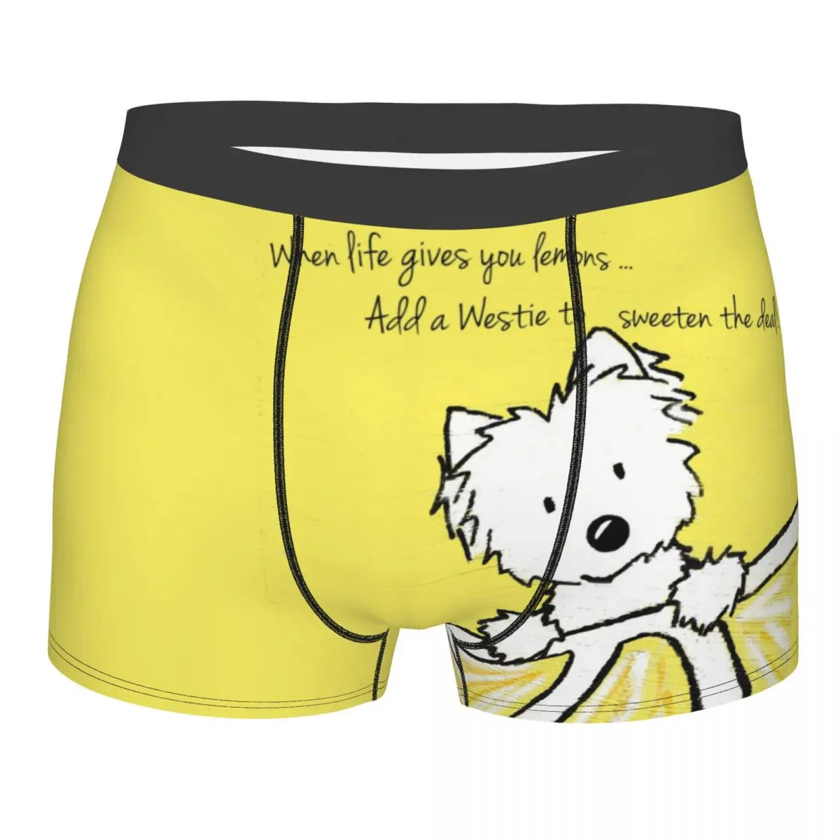 

Life Lemons Westie Мужское нижнее белье, эластичное нижнее белье для собак West Highland White Terrier, мужские боксеры, мягкие трусы для мужчин