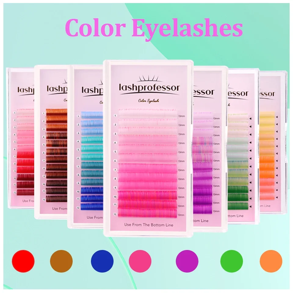 

Colored Classic Eyelash High Quality False Eyelash Natural Soft Purple Pink Brown Blue Yellow Lashes Extension For Color Lashes