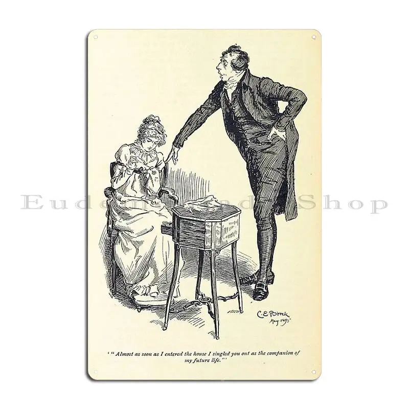 Pride And Prejudice Illustration Metal Signs Cinema Designs Wall Decor Living Room Living Room Tin Sign Poster