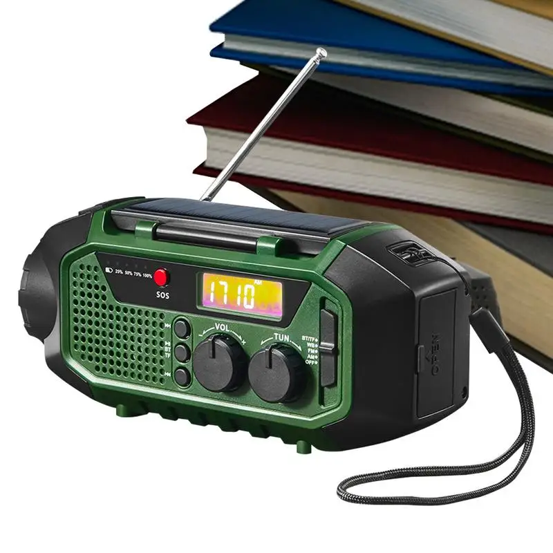 

Hand cranked generator radio Multifunction emergency radio With LED flashlight Bluetooths speaker and rechargeable battery