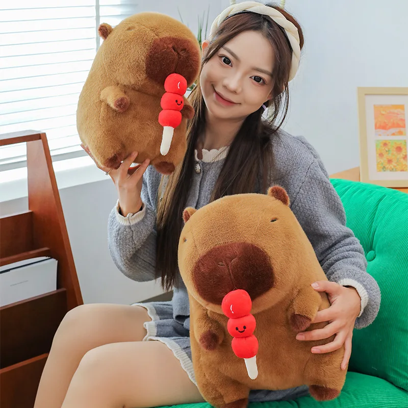 New Moai Capybara Plush Toy Kapibala Kawaii Capybara Eating Tanghulu Soft Capibala Cute Exquisite Animal Stuffed Kids Toy Gifts