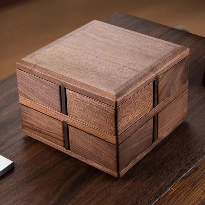 Multifunctional Walnut Storage Box Wooden Candy Tray Dried Fruit Box with Lid Candy Dried Nuts
