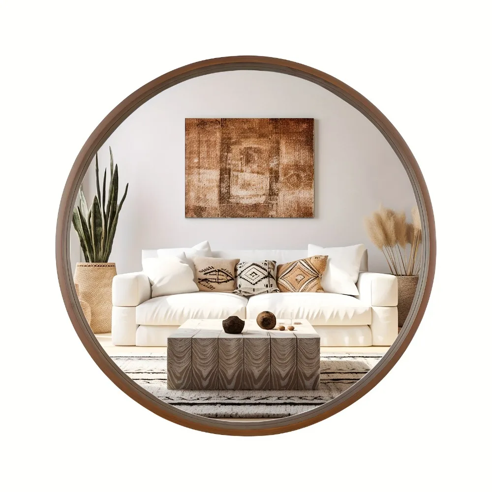 

Round Mirror with Wood Frame 24 Inch Circle Wall Mirror for Bathroom Round Wall Mirror for Wall Decor, Vanity