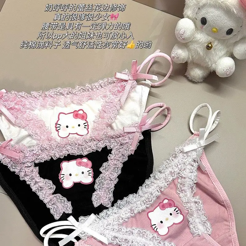 Sanrio Kawaii Hello Kitty Underpants Anime Cartoon Cute New Lace Sexy Style Y2K Sweet Student Low Waisted Hip Lift Triangle Pant