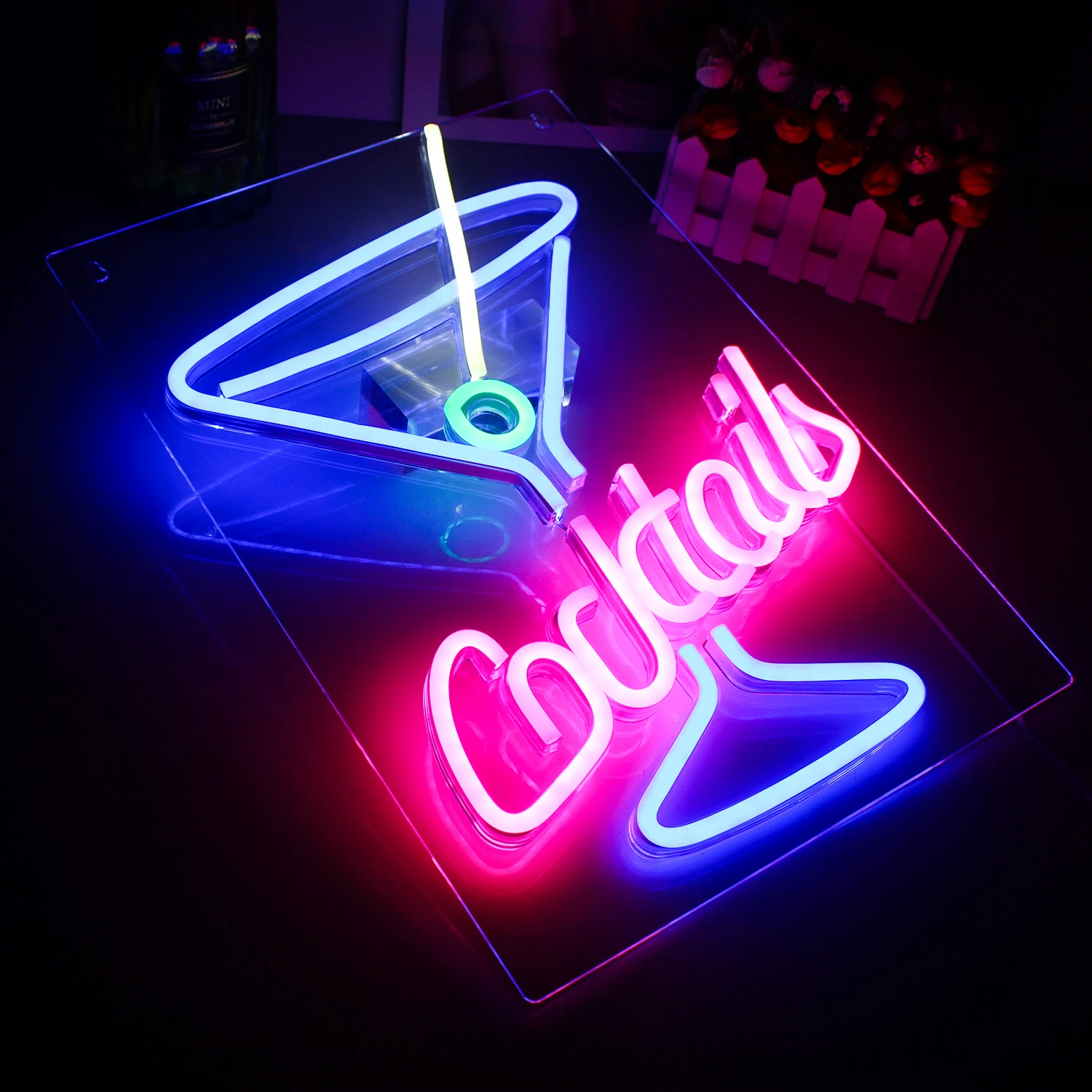 Imagem -03 - Cocktails Sinal de Neon com Logotipo Design Criativo Luzes Led Decoração do Quarto de Festa Casa Bares Clube Quarto Usb Pendurado Arte Lâmpada de Parede