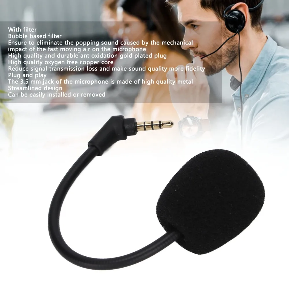 3.5mm Replacement Microphone Rotatable LED Indicator Detachable Microphone for HyperX Cloud Flight/Hyperx Cloud Flight S