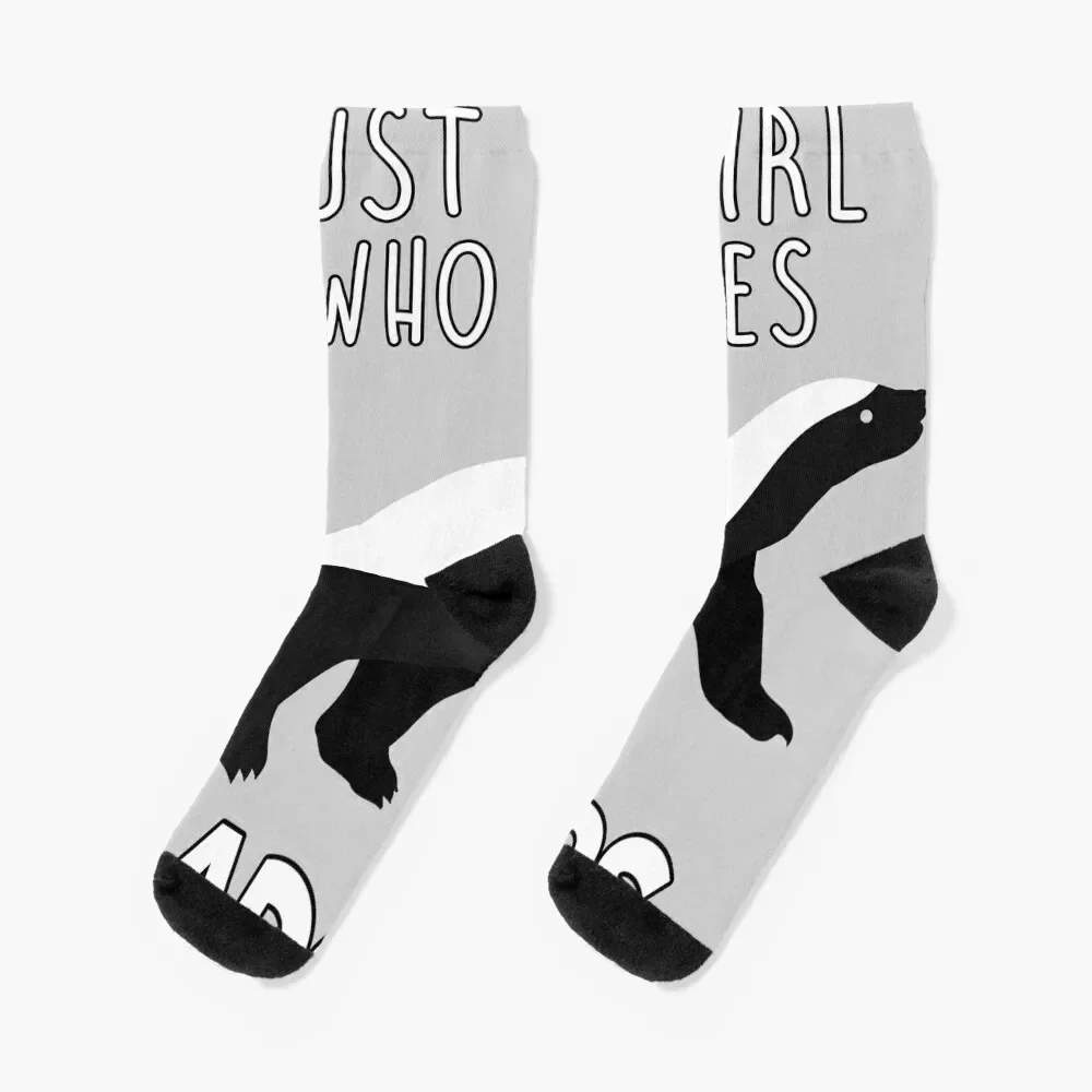 

Just A Girl Who Loves Badgers Socks with print floral Hiking boots cute Mens Socks Women's
