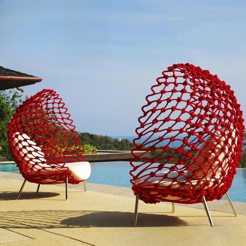 

Nordic outdoor sofa courtyard terrace garden lazy rattan chair household rope weaving living room