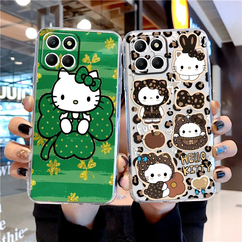 Cute Couple Kuromi Kitty Cinnamoroll Phone Case For Honor X8 X8a X8b X6 X6S X6a X6b X5b 5G X8 4G Transparent Clear Back Cover